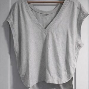 FP Movement by Free People Light Gray V-Neck Tee